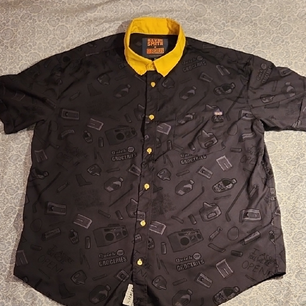 RSVLTS & KEVIN SMITH Limited Black and Yellow Men's graphic Button Up